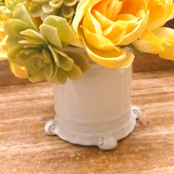 Luxury Home Decor Silk Roses & Aeoniums in White Base Floral Arrangement - Picture 8 of 14